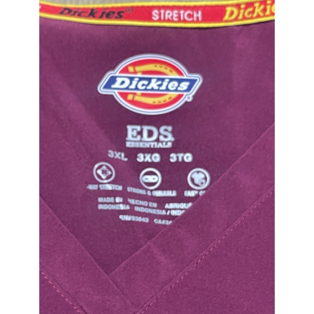 Dickies Shirt, Women's Plus Size 3XL, Burgundy, Short Sleeve, V-neck, Scrub Top - Picture 5 of 11